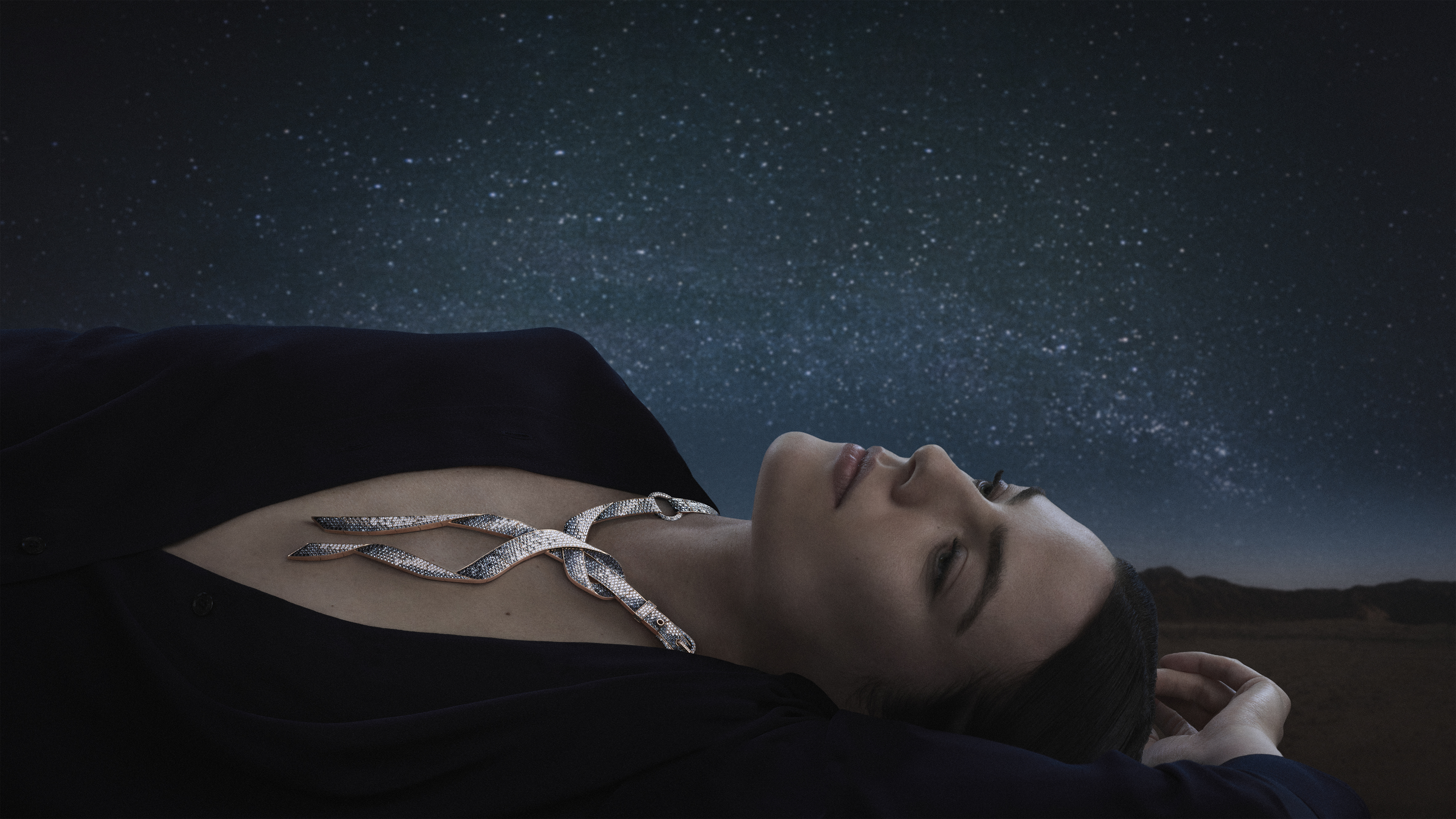 hermes high jewellery worn on a model