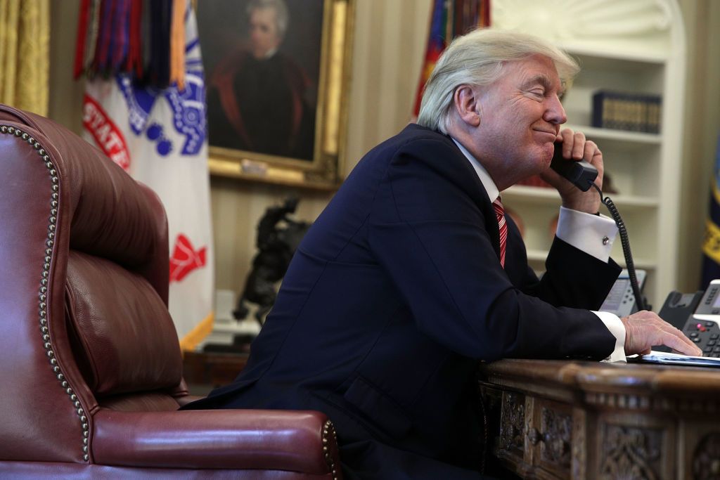 Donald Trump on the phone.