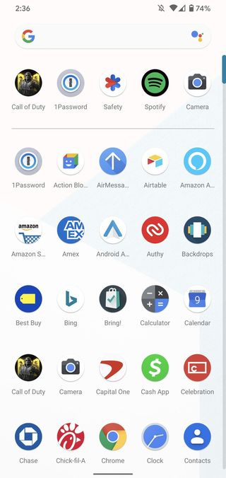 Android 10 App Drawer