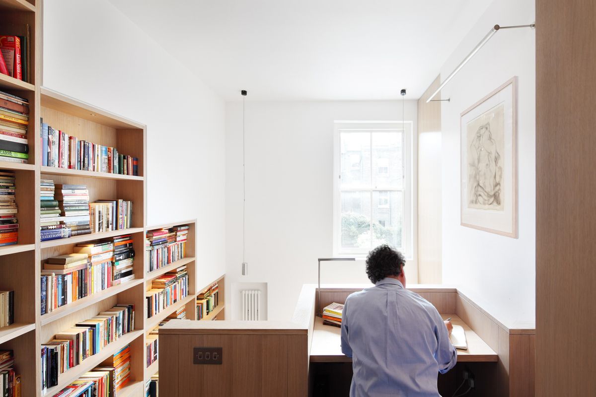 a mezzanine built in desk idea