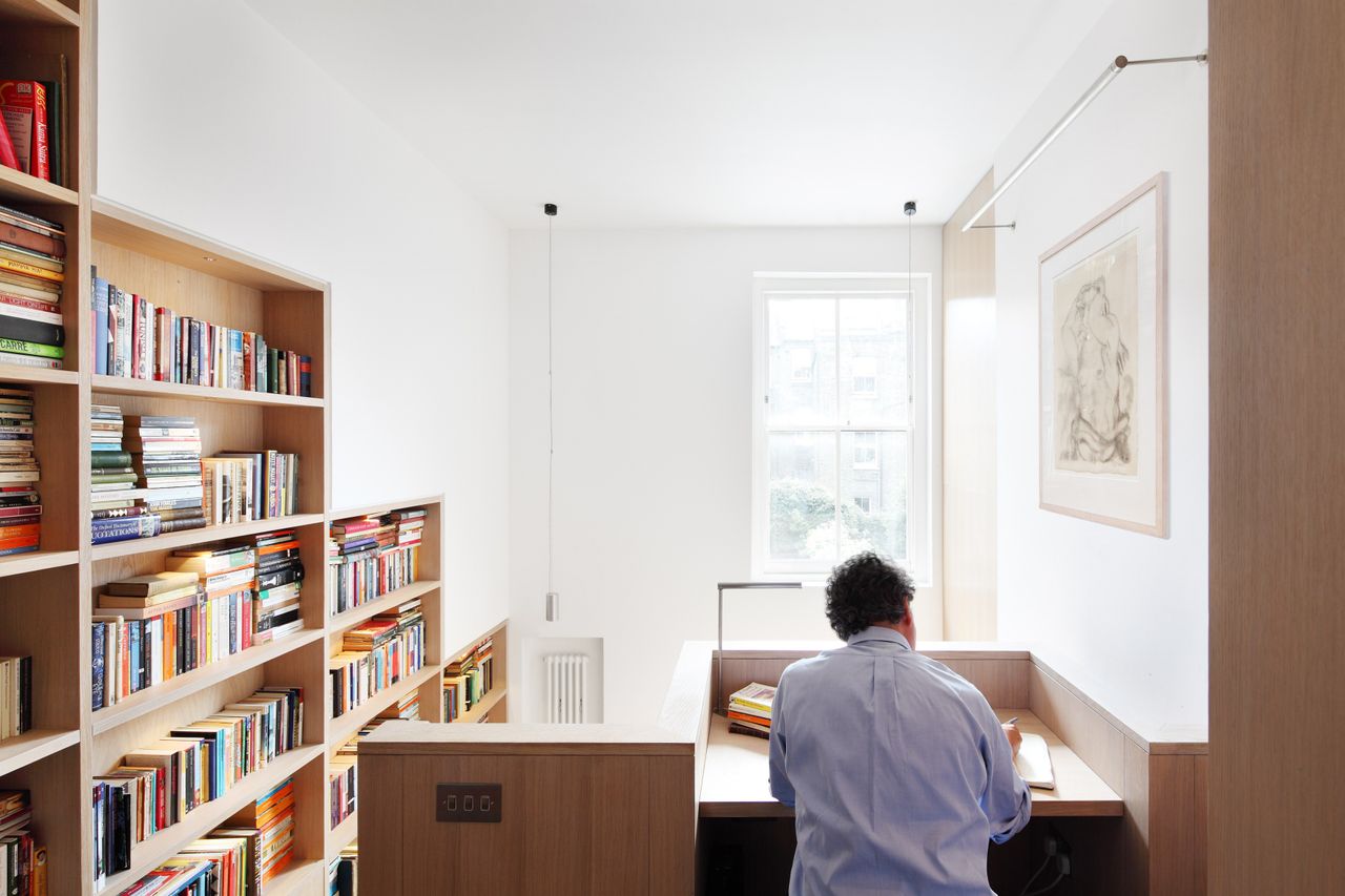 a mezzanine built in desk idea