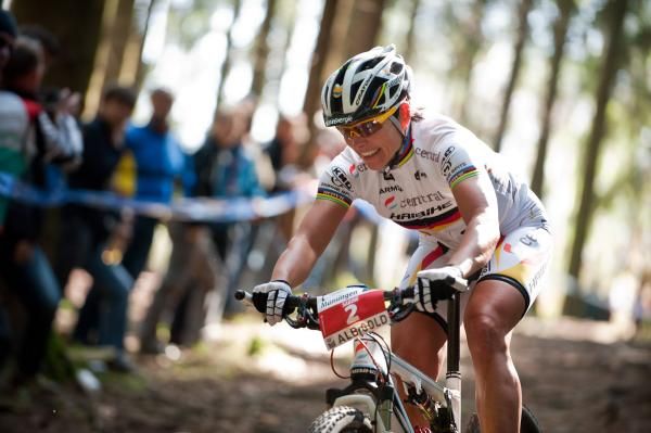 Sabine Spitz races through the trees