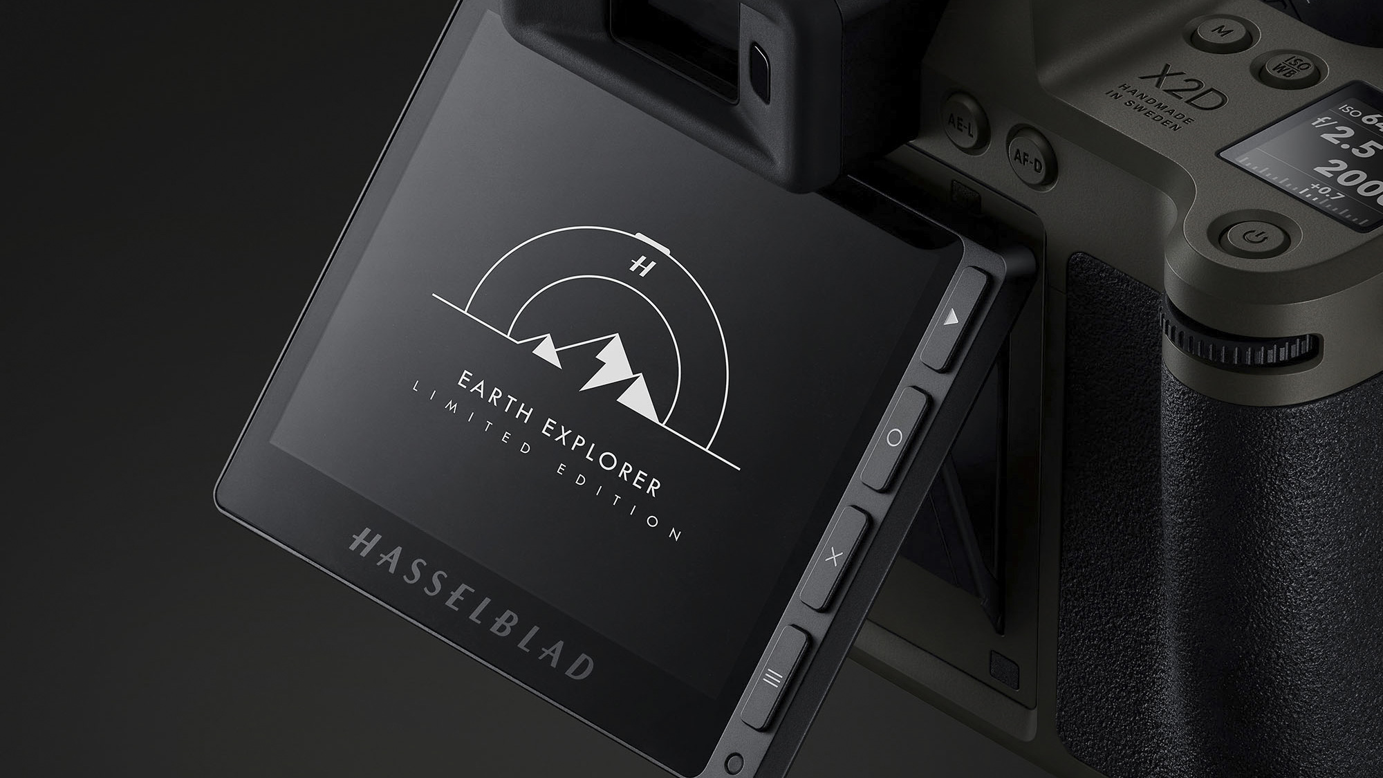 Hasselblad X2D 100C Earth Explorer camera's rear screen with exclusive UI