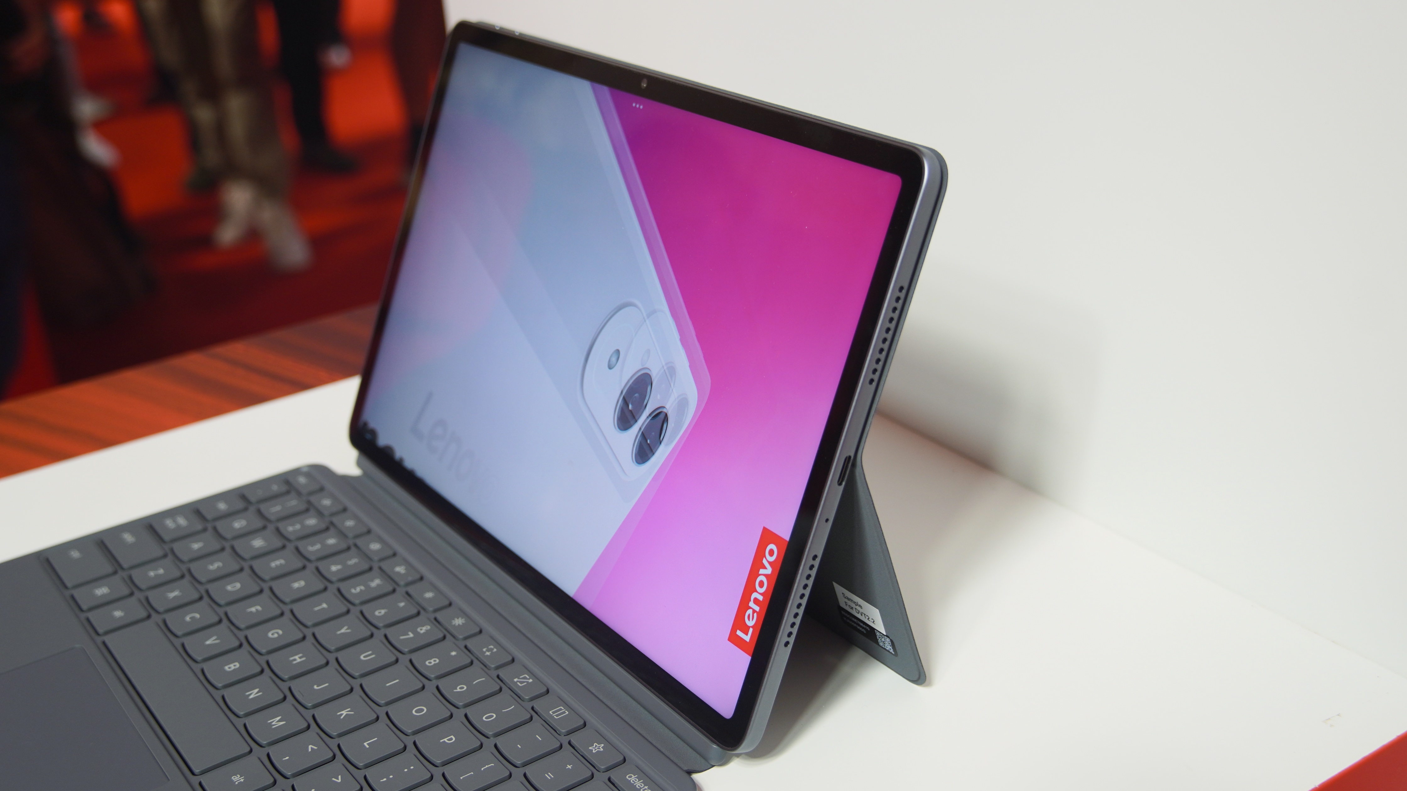 The Lenovo Yoga Tab connected to a keyboard folio at IFA 2025.