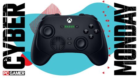 A Razer Wolverine V3 Pro controller on a Cyber Monday background