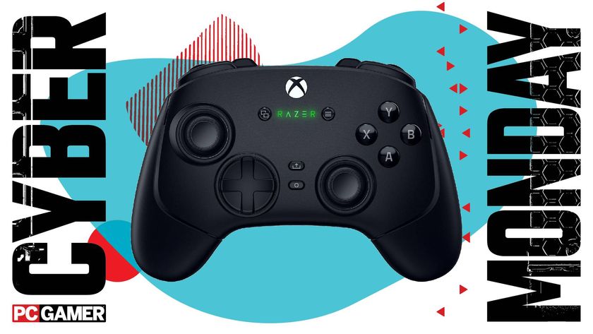 A Razer Wolverine V3 Pro controller on a Cyber Monday background