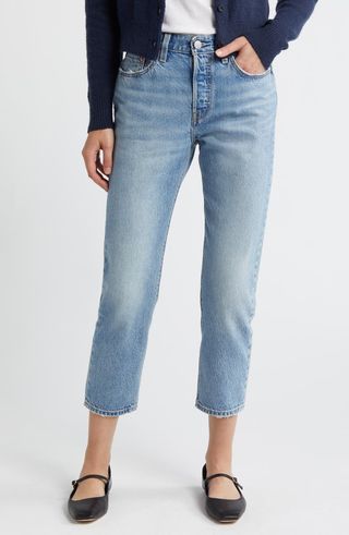 501 High Waist Crop Straight Leg Jeans