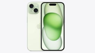 An iPhone 15 in green