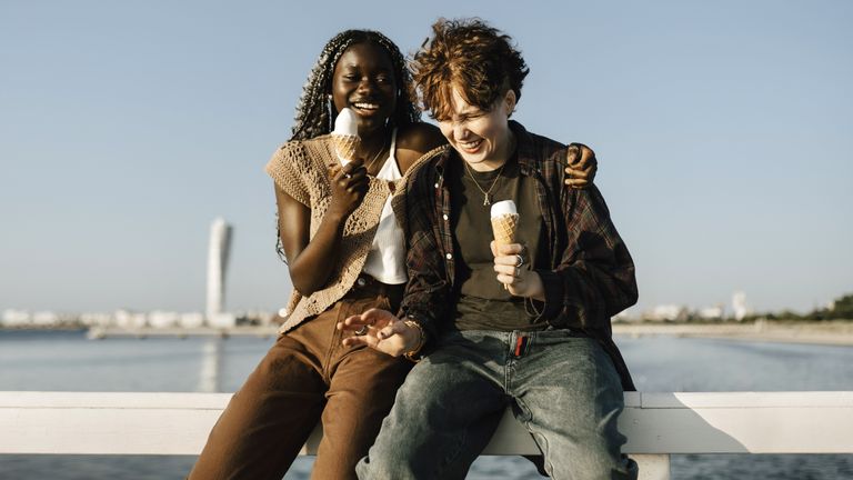 Couple eating ice cream