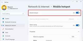 Enable Mobile Hotspot