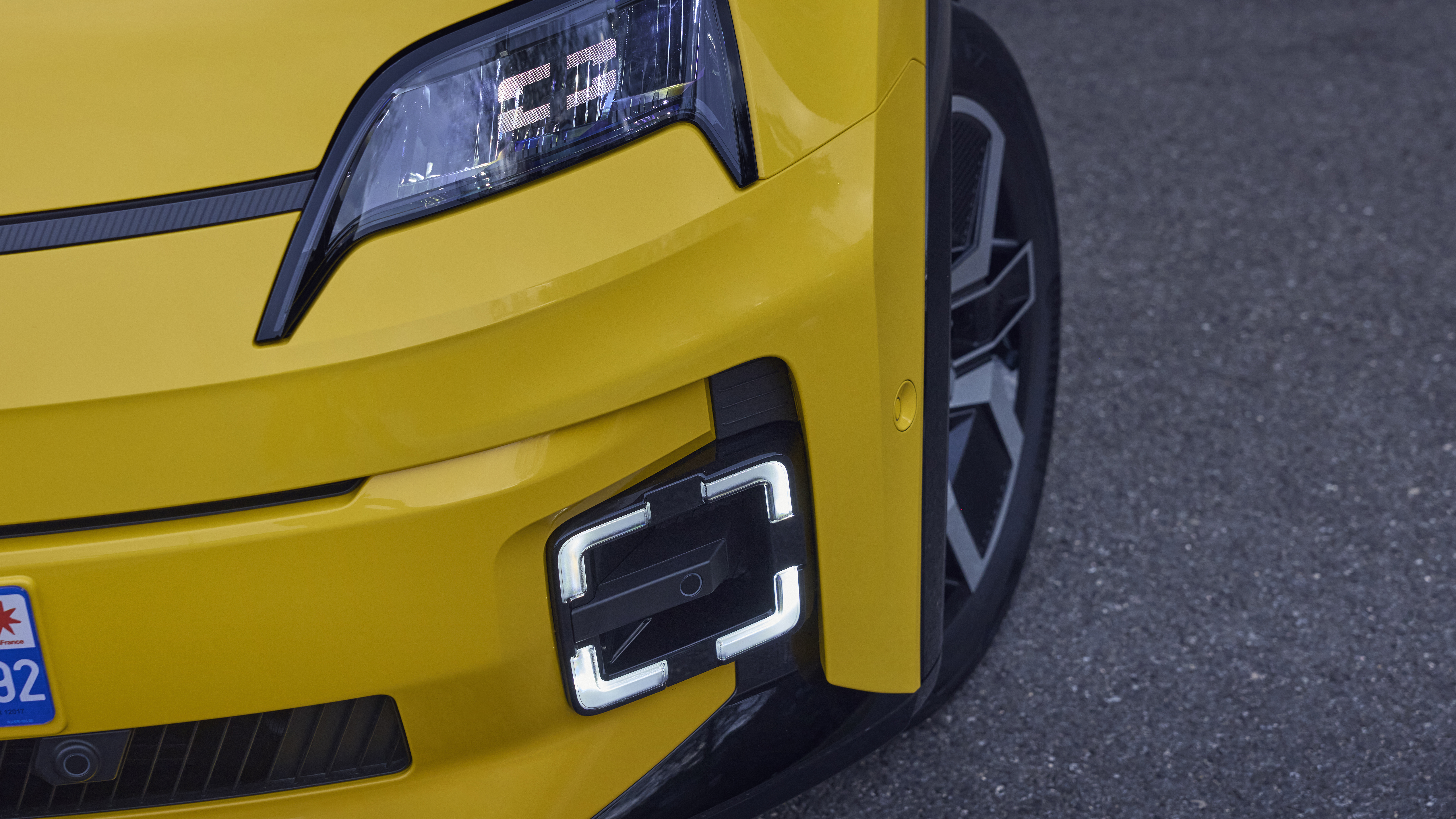 A close-up of the Renault 5's front lights