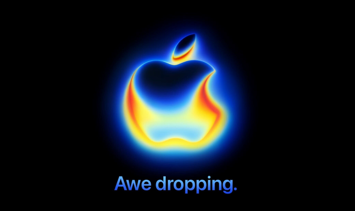 Apple Awe Dropping Event logo on black background.