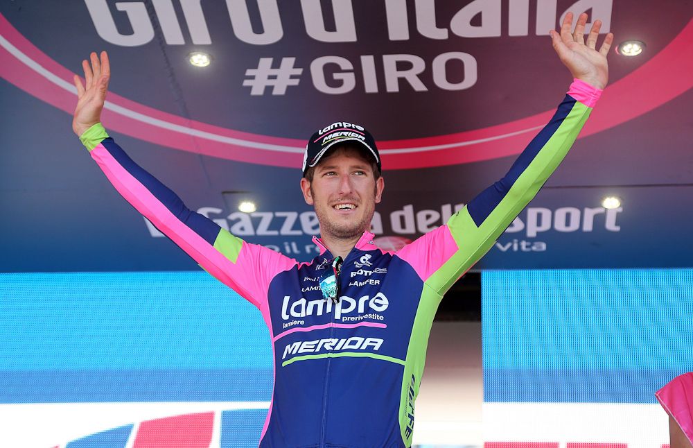 Sacha Modolo on the stage 17 podium.