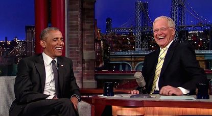 Letterman and Obama talk retirement and dominos