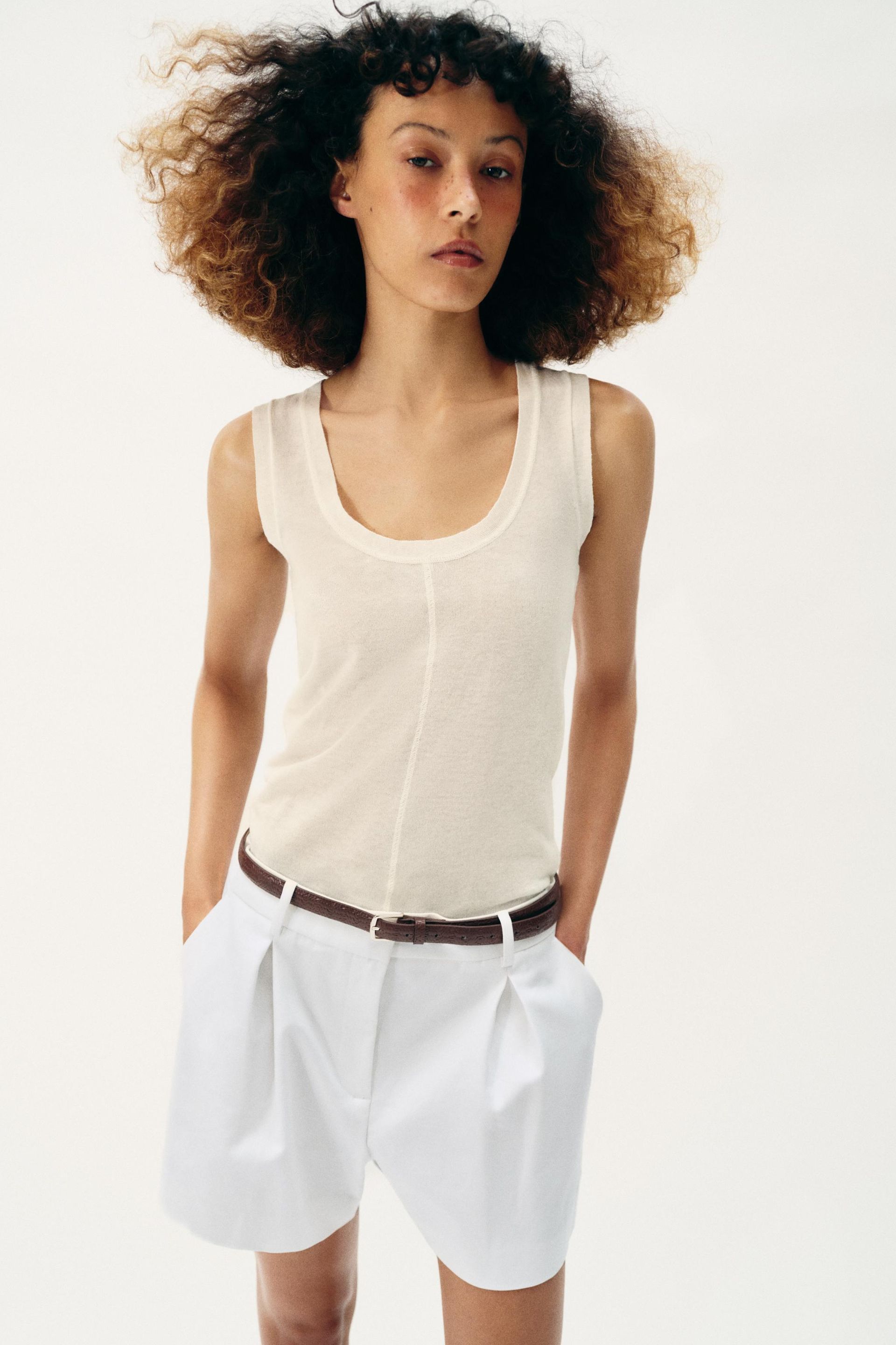 Belted Pleated Shorts