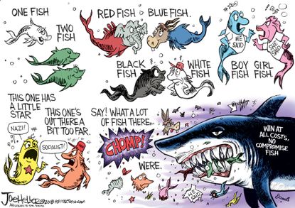U.S. Dr. Seuss political extremes red fish blue fish