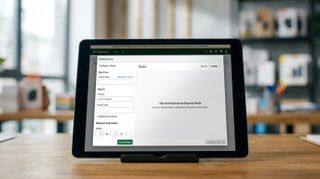 Shipration rates page on a tablet in an modern office