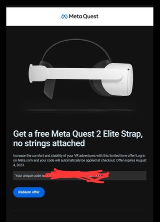 Meta Quest 2 Elite Strap promotional email