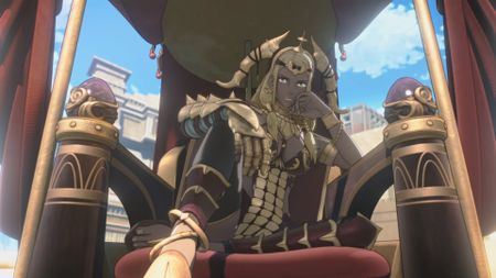 Theodora lounges in a chair in Fire Emblem: Fortune's Weave