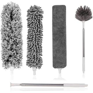 A grey microfiber duster set