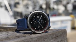 Garmin Quatix 7 Pro watch on decking
