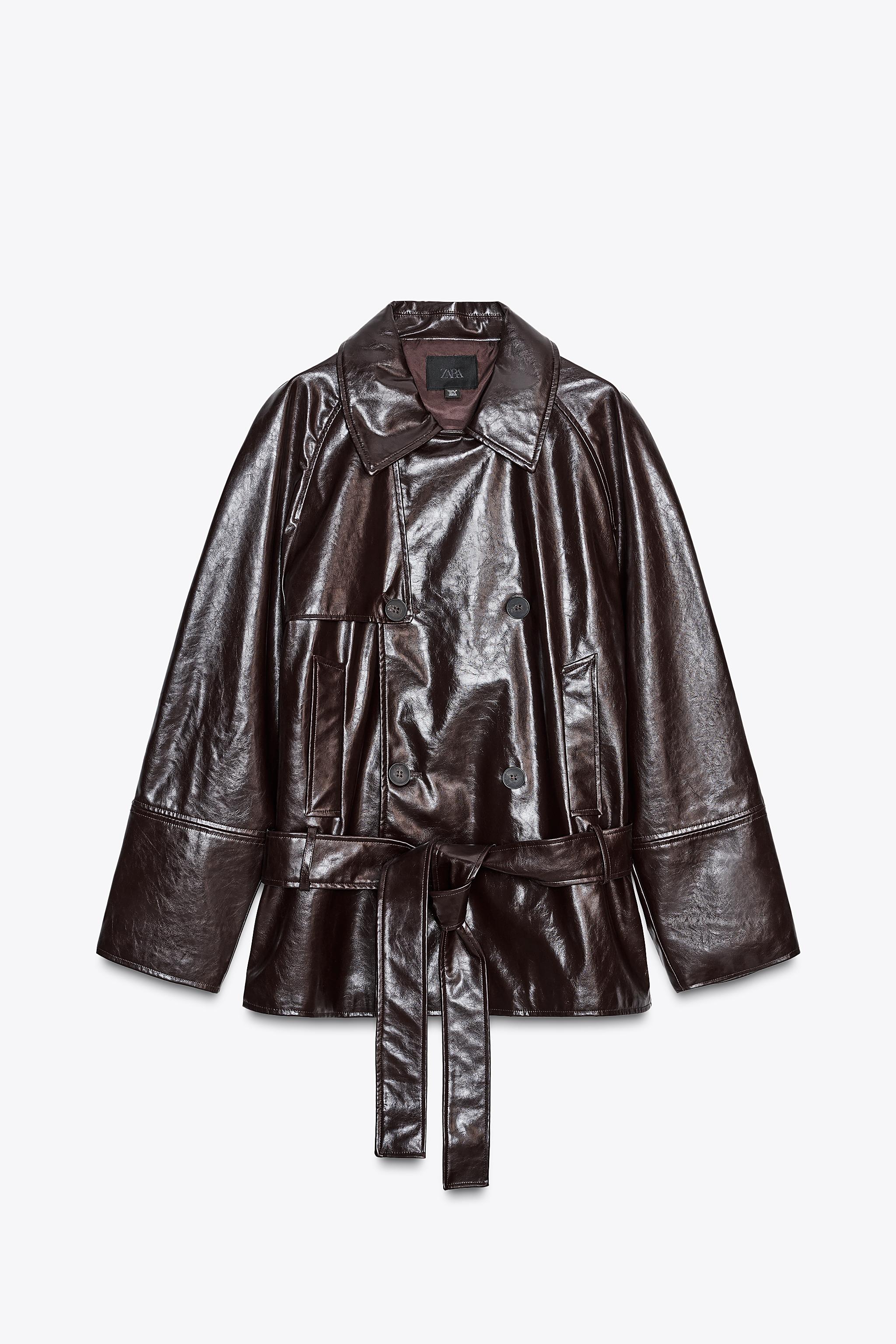 Faux Leather Belted Jacket