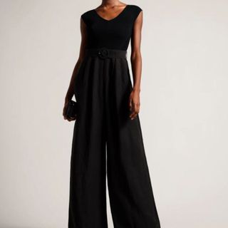 Knitted Bodice Wide Leg Jumpsuit