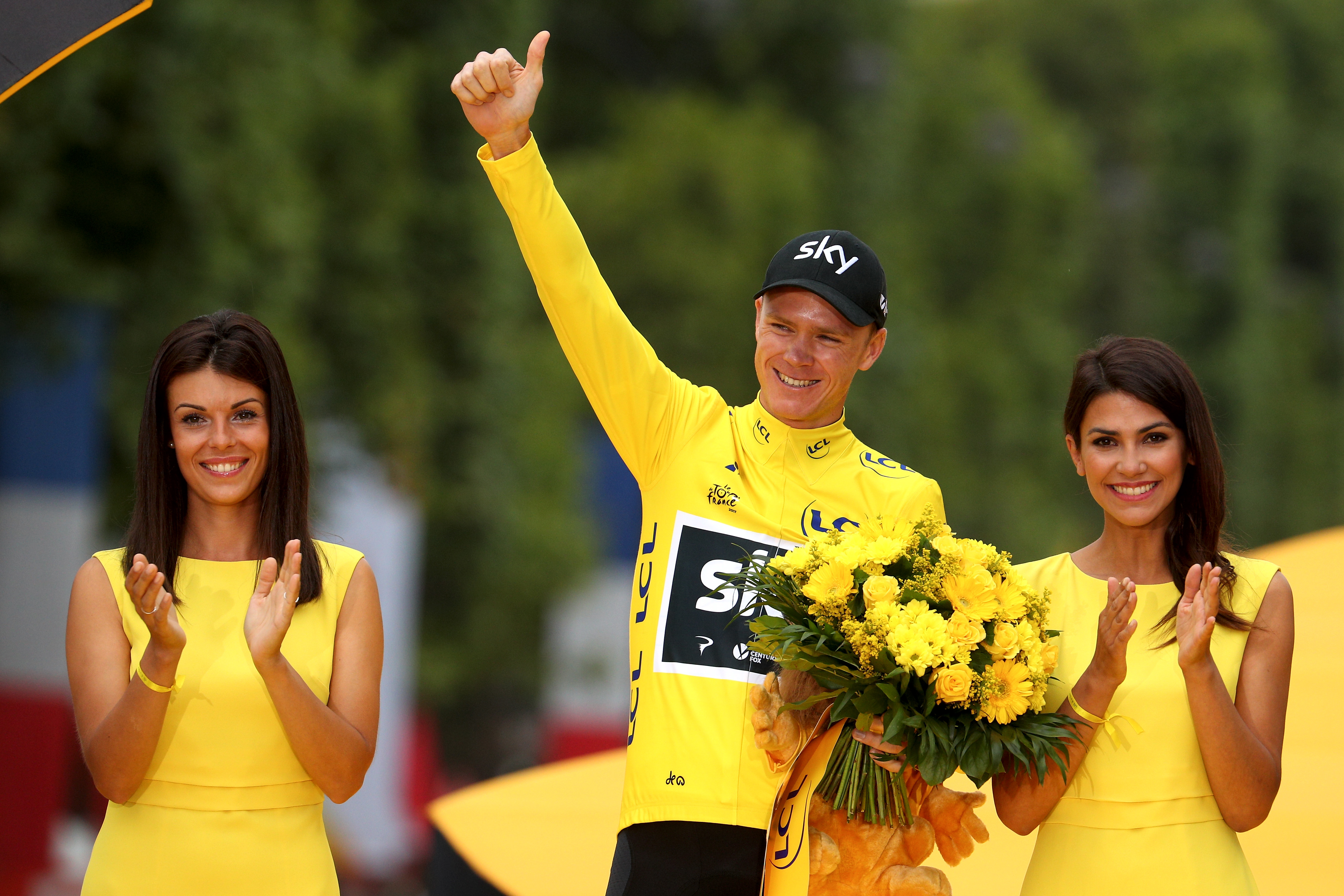 Chris Froome on the Tour de France podium