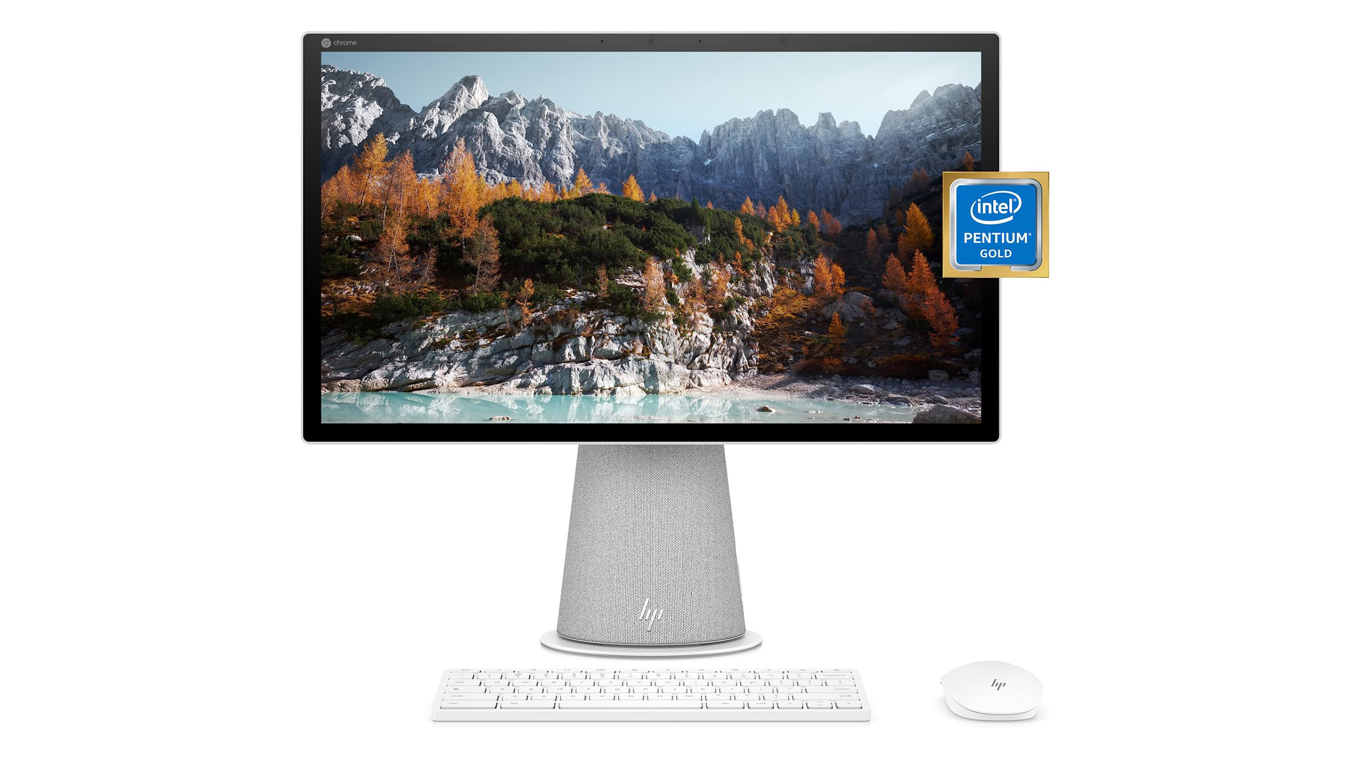 best aio PC HP Chromebase All-in-One 22 against a white background