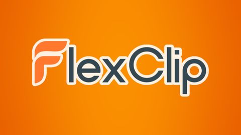 A shot of the FlexClip logo on an orange background