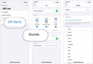 To create VIP list alerts in the Mail app, tap VIP alerts on the VIP list page, toggle on Allow Notifications. Make changes to Alerts, including Banner Style, Sounds, Badges, and how Show Previews are