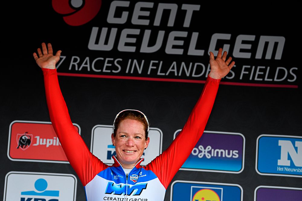 Kirsten Wild on the Gent-Wevelgem podium