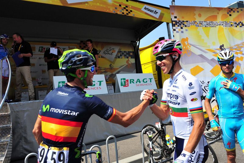 Former teammates Alejandro Valverde and Rui Costa (Lampre-Merida)