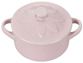 Le Creuset Mini Round Stoneware Cocotte with Flower Lid, 237 ml, Chiffon Pink