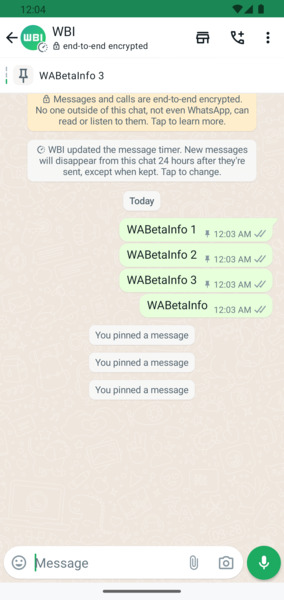WhatsApp Message Pinning