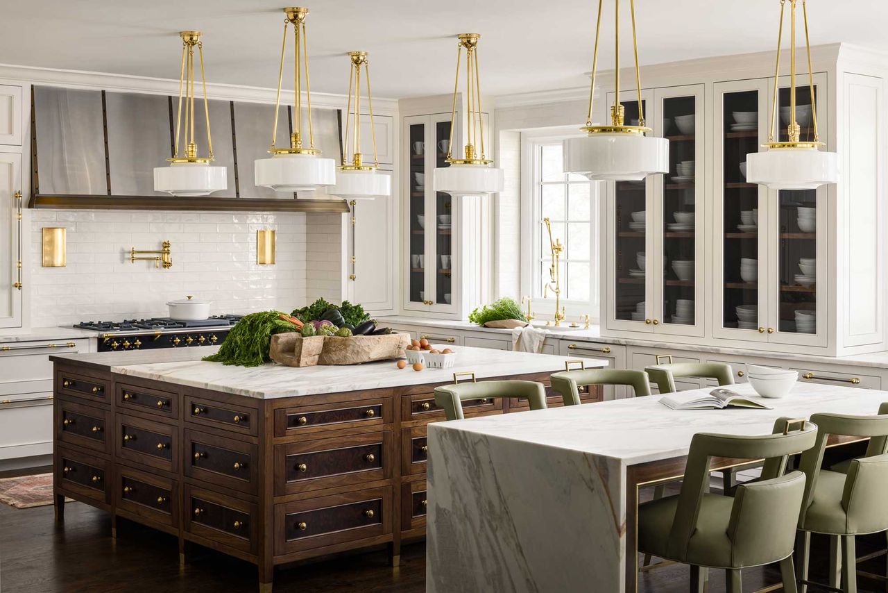 a kitchen island with lots of drawers