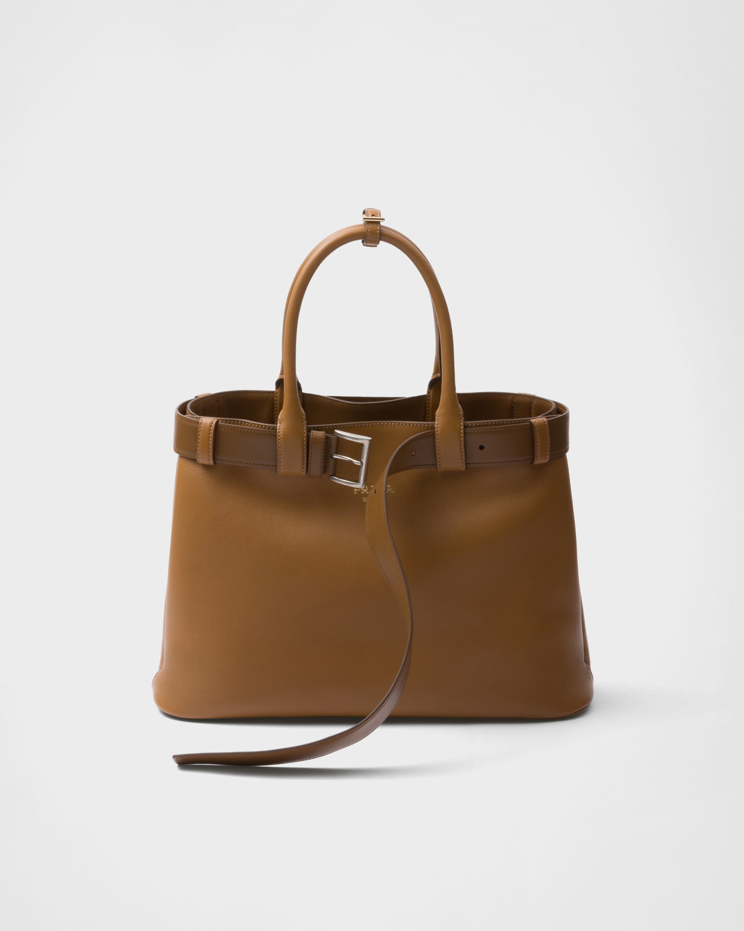 Prada Buckle Large Leather Handbag With Belt