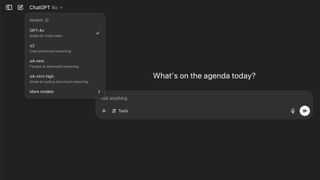 A screenshot of ChatGPT's model names