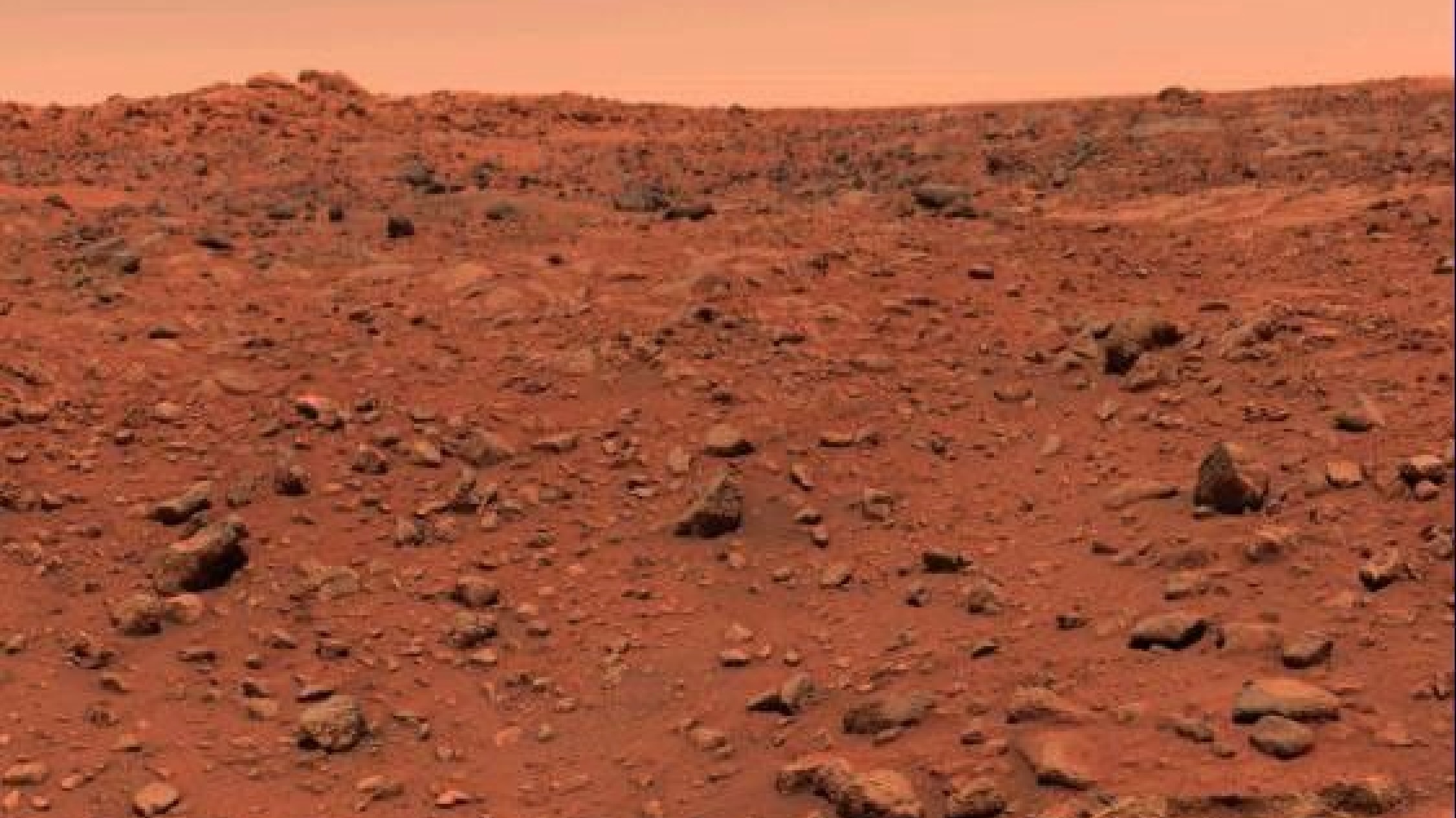 The first color image ever captured on the surface of Mars. NASA's Viking 1 lander took this photo on July 21, 1976.