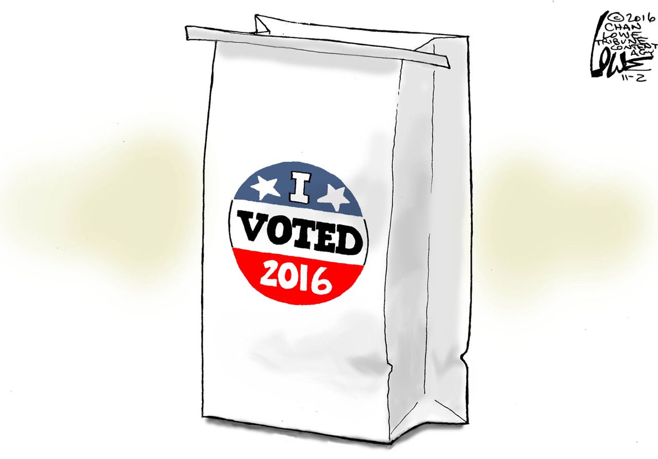 Political cartoon U.S. 2016 election voters