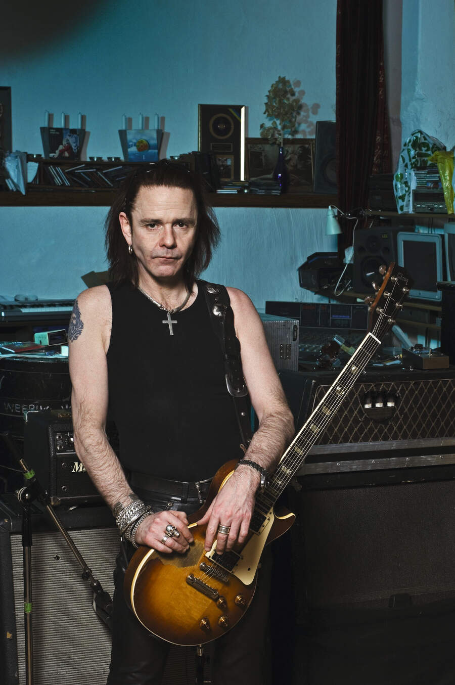 Brian Robertson in a recording studio, 2006