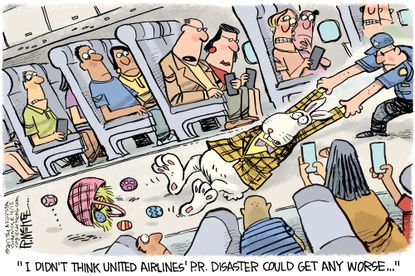 Editorial Cartoon U.S. United Airlines passenger PR disaster Easter Bunny