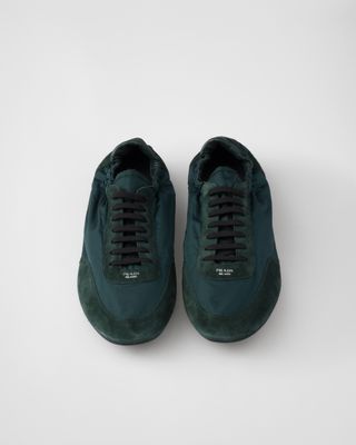 Collapse Re-Nylon and Suede Elasticized Sneakers