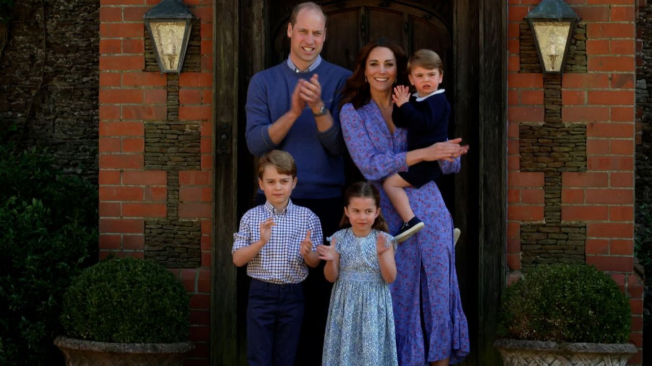 london, england april 23 in this screengrab, prince william, duke of cambridge, catherine duchess of cambridge, prince george of cambridge, princess charlotte of cambridge and prince louis of cambridge clap for nhs carers as part of the bbc children in need and comic relief big night in at london on april 23, 2020 in london, englandthe big night in brings the nation an evening of unforgettable entertainment in a way weve never seen before raising money for and paying tribute to those on the front line fighting covid 19 and all the unsung heroes supporting their communities photo by comic reliefbbc children in needcomic relief via getty images