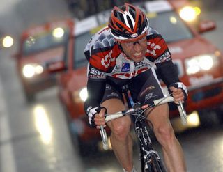 Germany's Jens Voigt (CSC Tiscali) rides in the leading group during the 69th Fleche Wallonne in 2005.