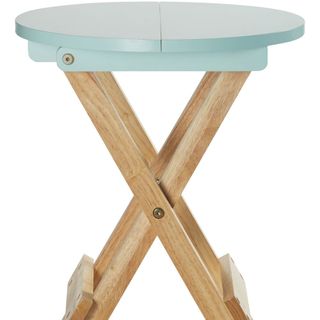 blue shade wooden foldable table