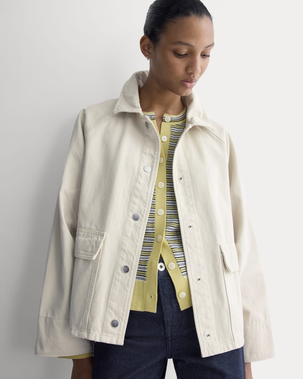 Cropped Denim Jacket | Garment-Dyed Sand - Xxs
