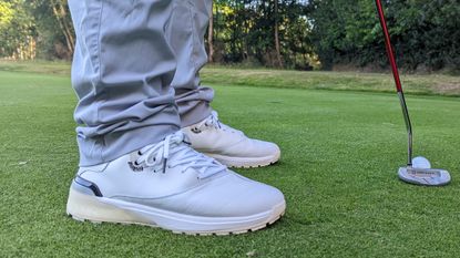Golf shoes pictured on a putting green