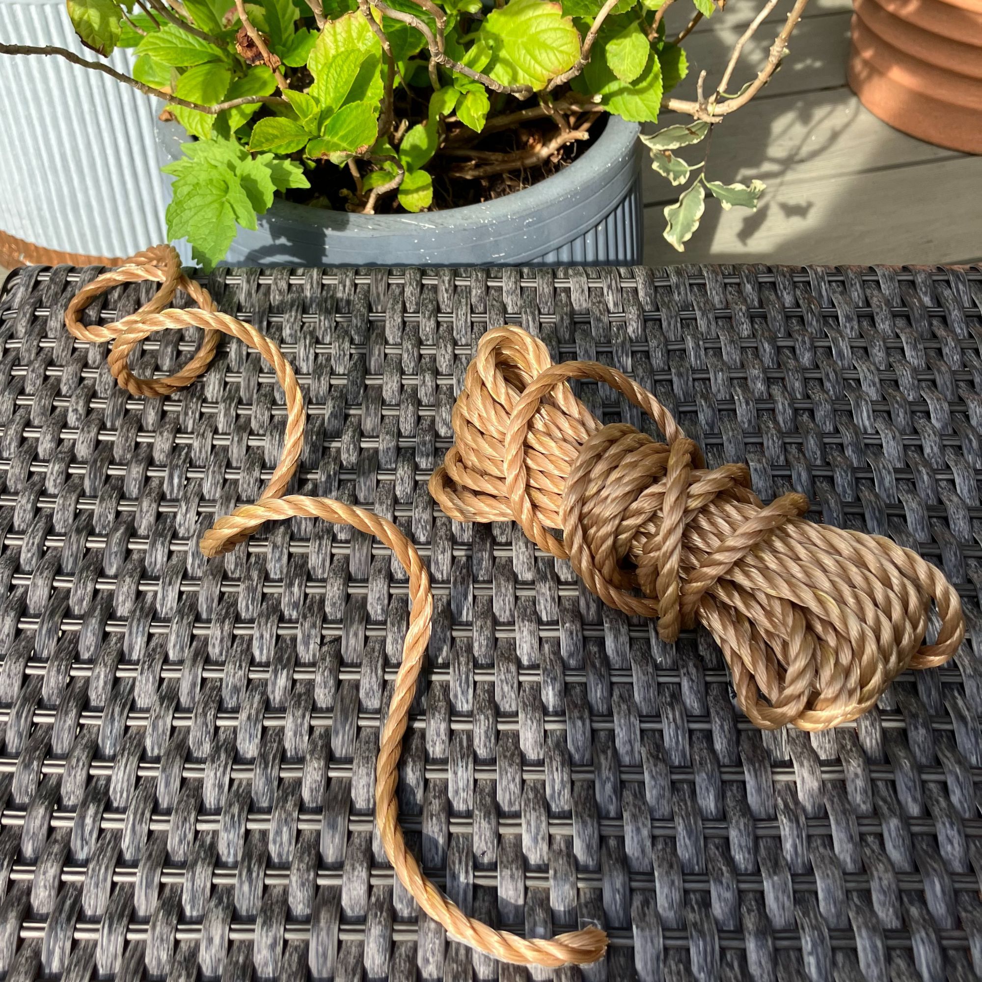 rope in garden on woven table