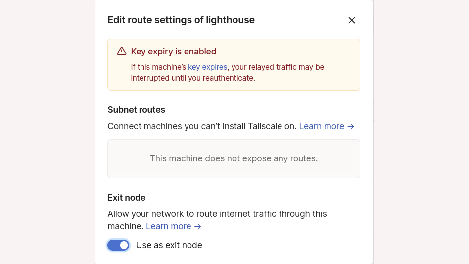 An exit node on Tailscale